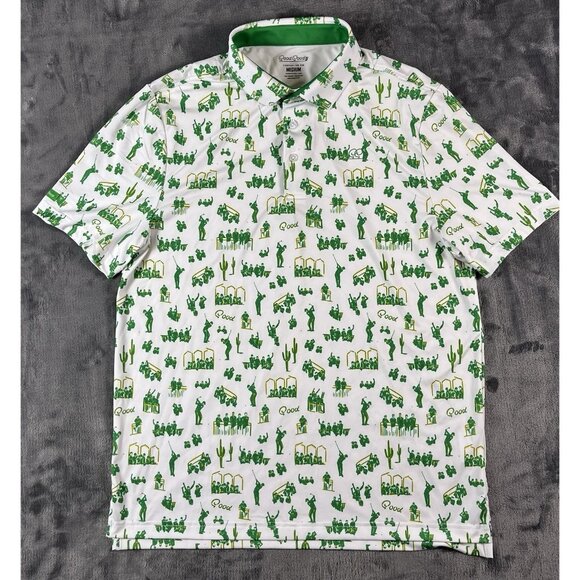 Good Good Other - Good Good Golf Polo Shirt Mens M Green White Desert Print Performance Stretch